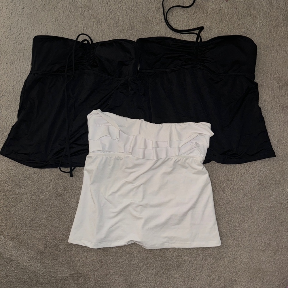 Three strapless swimsuits. Size large